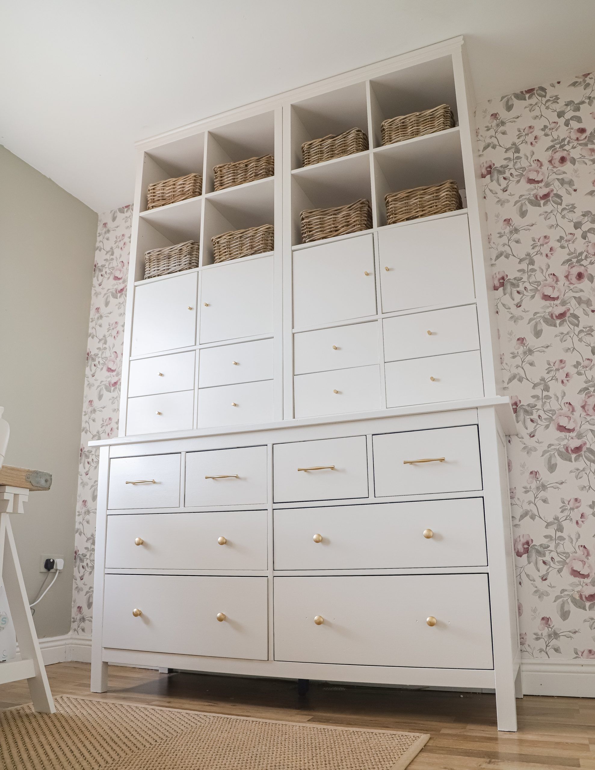 DIY Faux Built In Storage Wall, Ikea Hemnes And Kallax Hack - Dainty ...